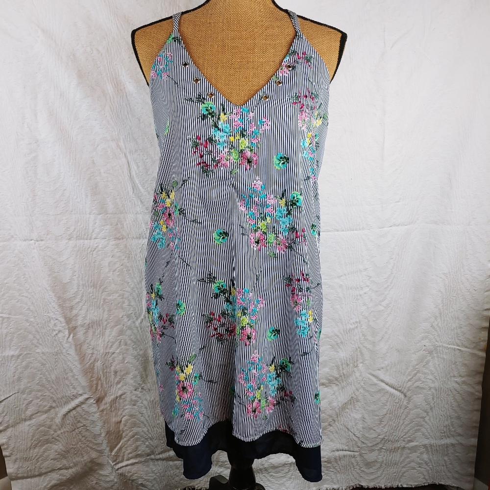 Solgee floral stripe sundress women's Size M